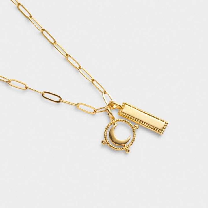 TO THE MOON AND BACK WATERPROOF GOLD CHARM NECKLACE