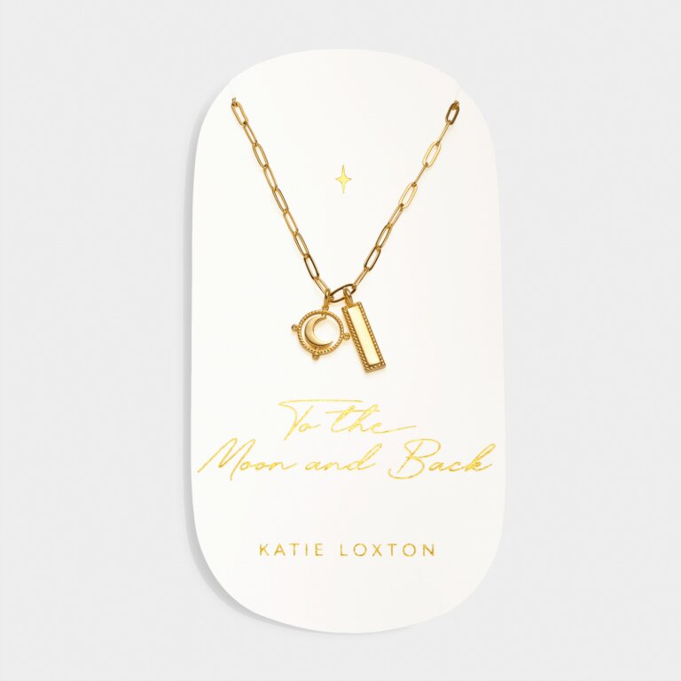 TO THE MOON AND BACK WATERPROOF GOLD CHARM NECKLACE