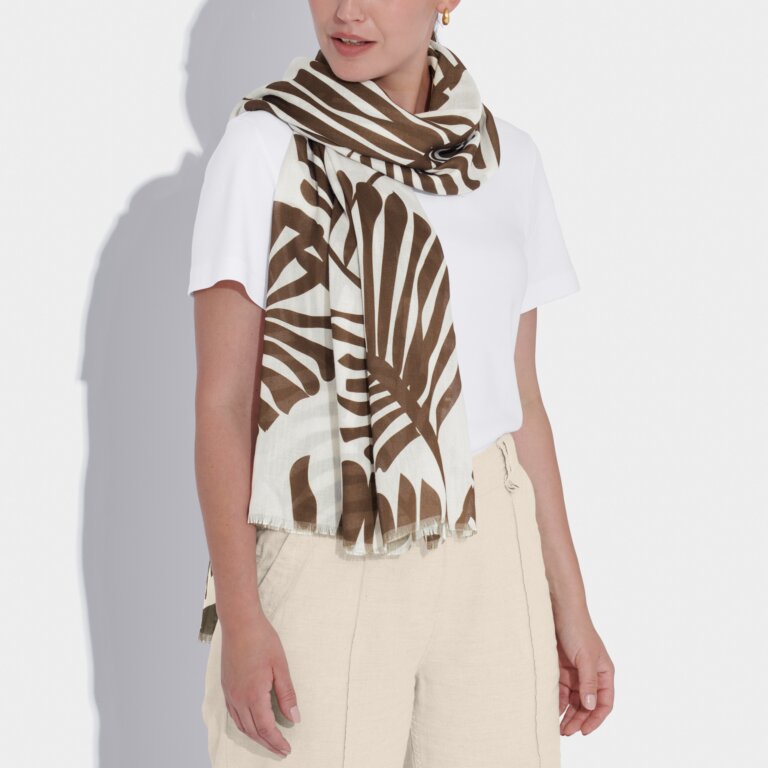 TROPICAL LEAF PRINTED SCARF