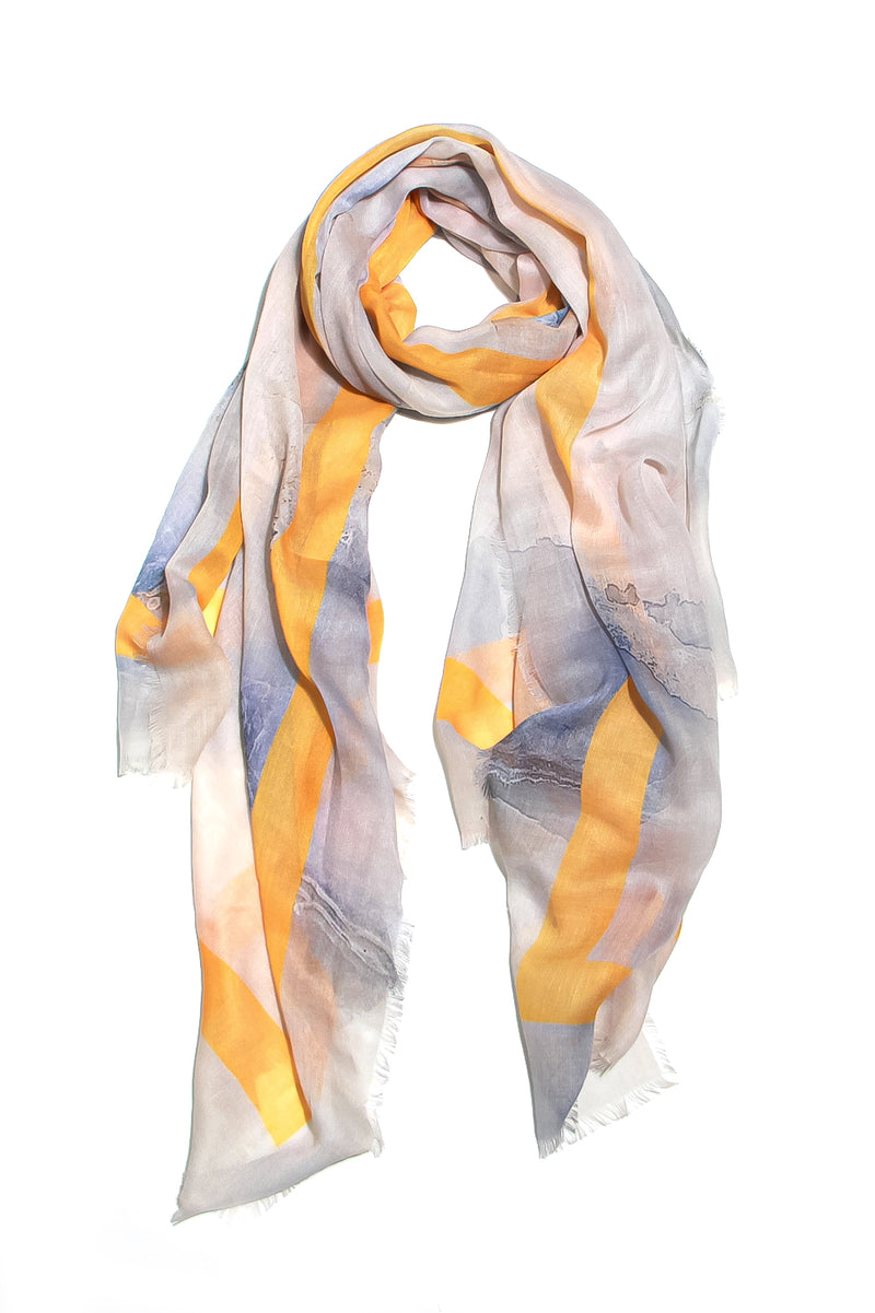GREY & YELLOW STRIPE SCARF