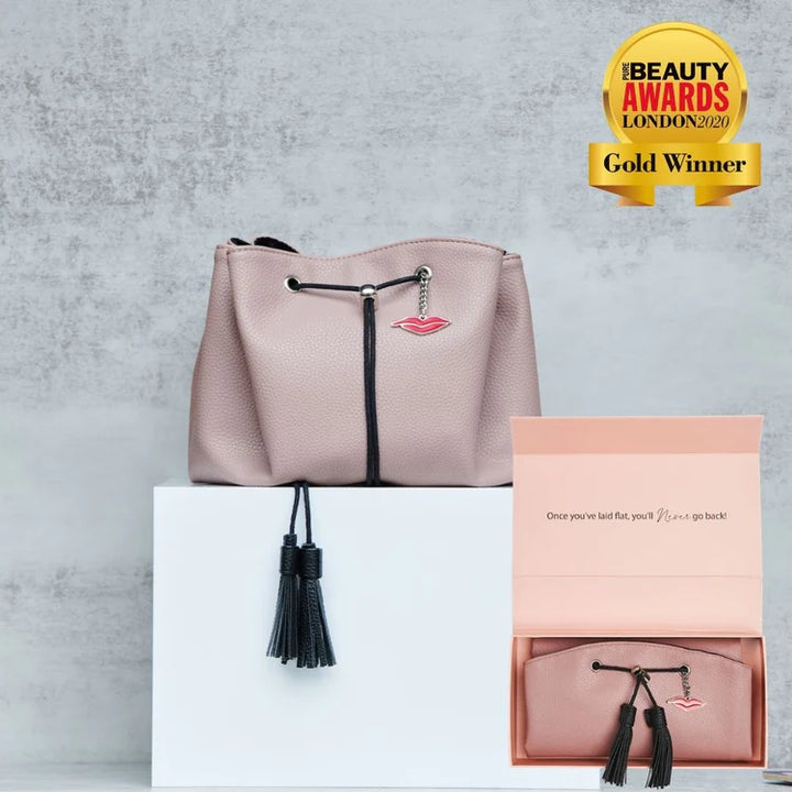LAY FLAT MAKE UP BAG NUDE FAUX LEATHER