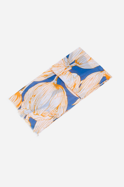 BLUE LARGE TULIP PRINT SCARF