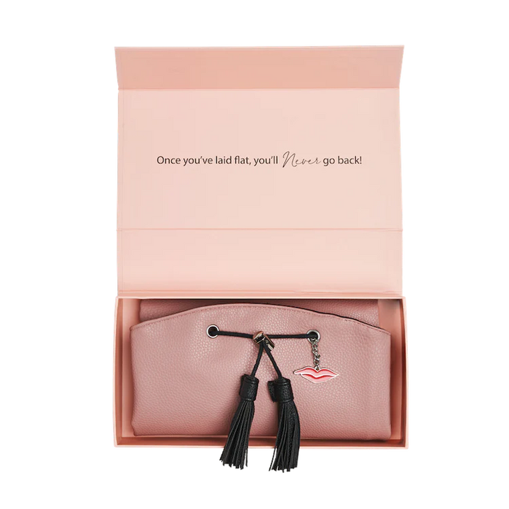 LAY FLAT MAKE UP BAG NUDE FAUX LEATHER