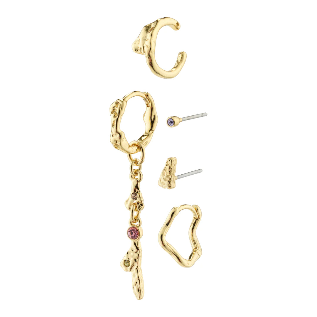 SHY RECYCLED EARRINGS & CUFF 5-IN-1 SET GOLD-PLATED