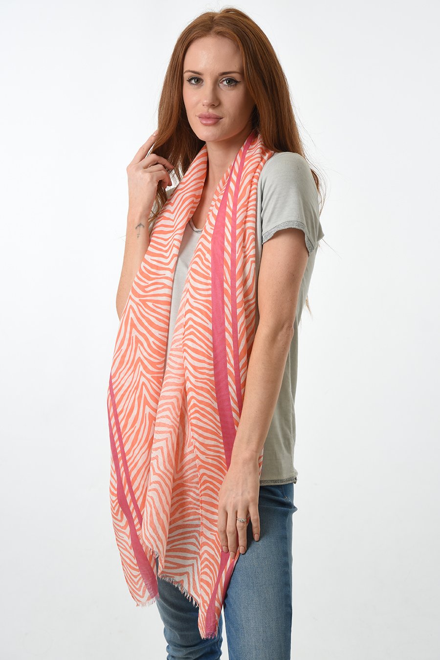 ORANGE & PINK ZEBRA SCARF