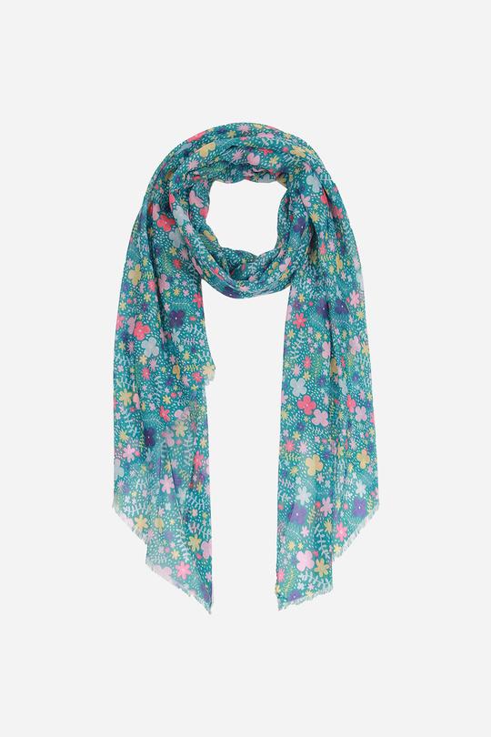 TEAL DITSY FLORAL SCARF