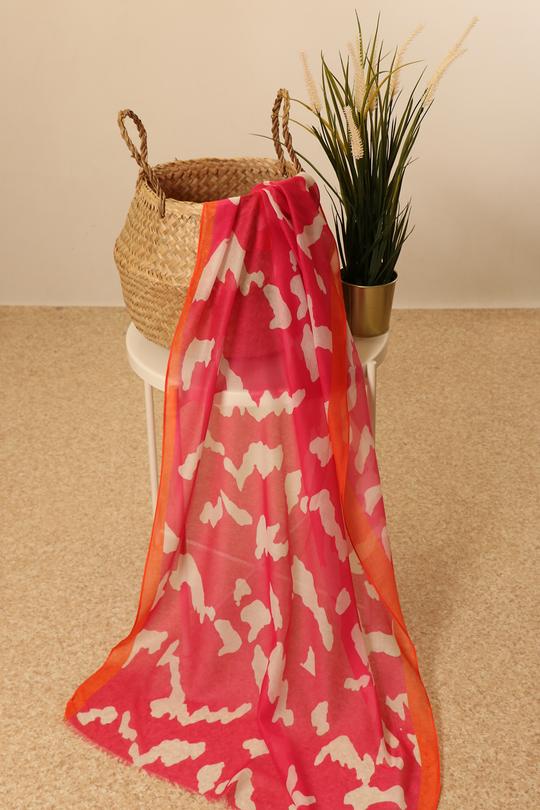 FUCHSIA & ORANGE ABSTRACT COLOUR BLOCK SCARF