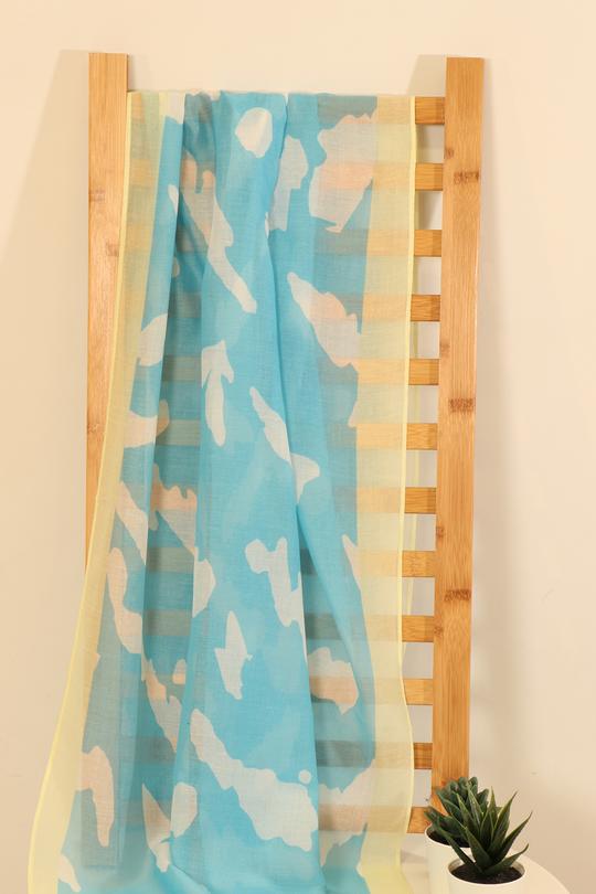 TURQUOISE ABSTRACT COLOUR BLOCK SCARF