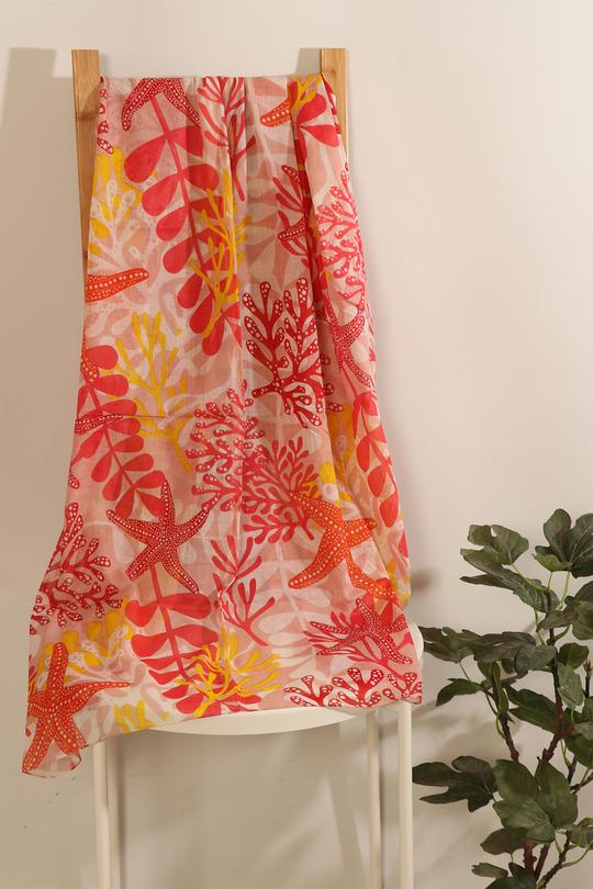 YELLOW BRIGHT SEASCAPE SCARF