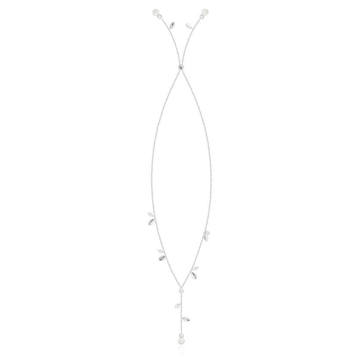 HAPPY EVER AFTER BOXED PEARL LARIAT LEAF NECKLACE