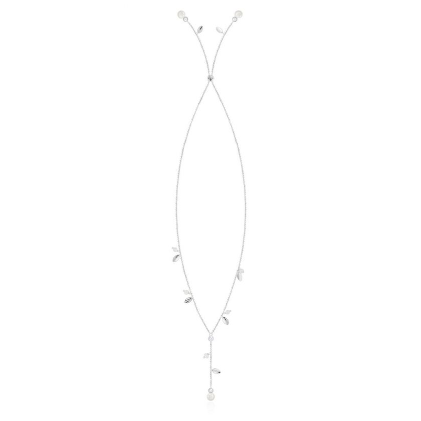 HAPPY EVER AFTER BOXED PEARL LARIAT LEAF NECKLACE