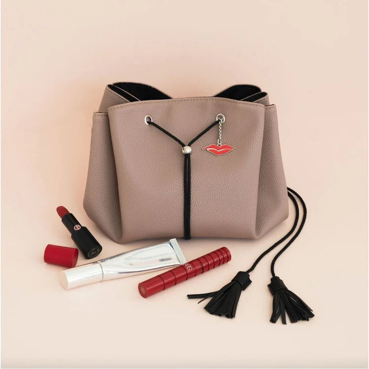 LAY FLAT MAKE UP BAG NUDE FAUX LEATHER