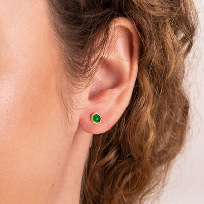 BOHEMIA GREEN AGATE STUD EARRINGS