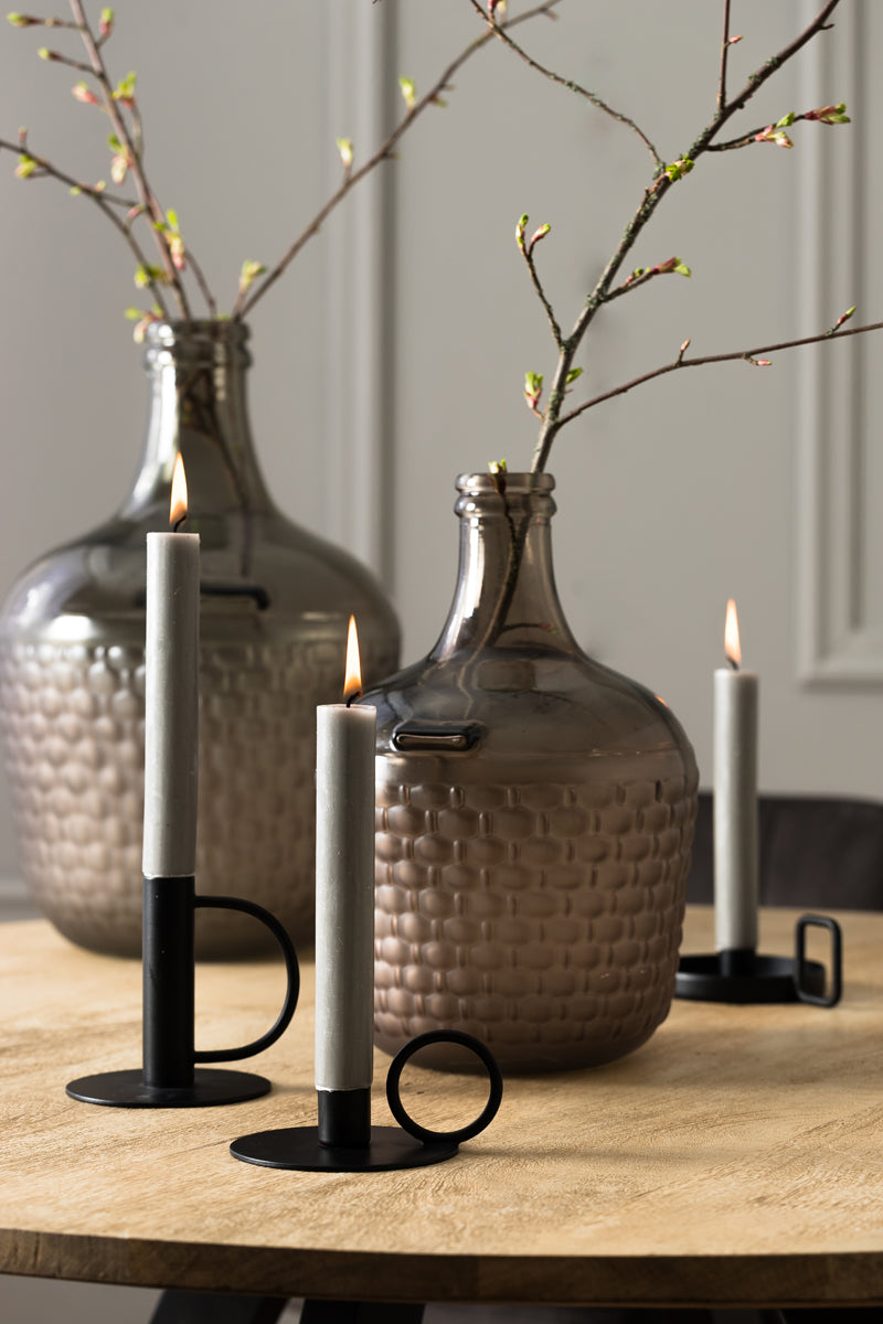 OEKARA MATT BLACK MEDIUM CANDLE HOLDER