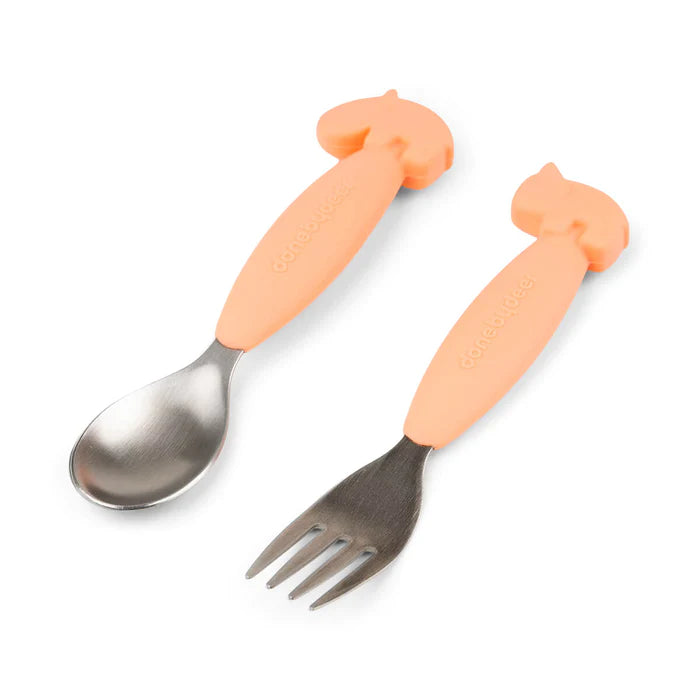 EASY GRIP CORAL DEER FRIENDS SPOON & FORK SET