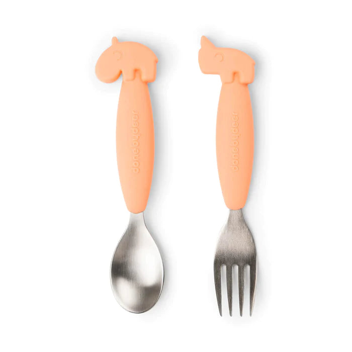 EASY GRIP CORAL DEER FRIENDS SPOON & FORK SET