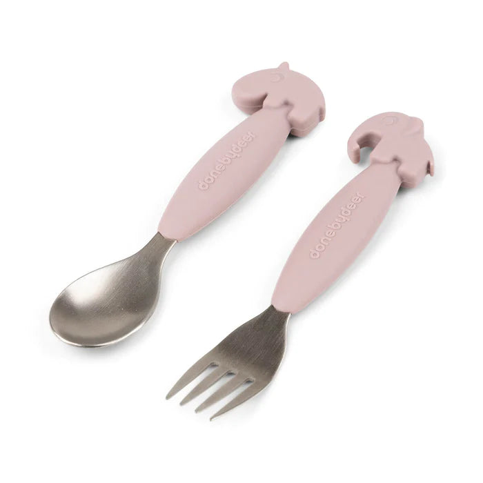 EASY GRIP DEER FRIENDS POWDER SPOON & FORK SET