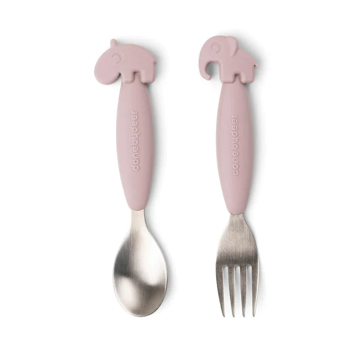 EASY GRIP DEER FRIENDS POWDER SPOON & FORK SET