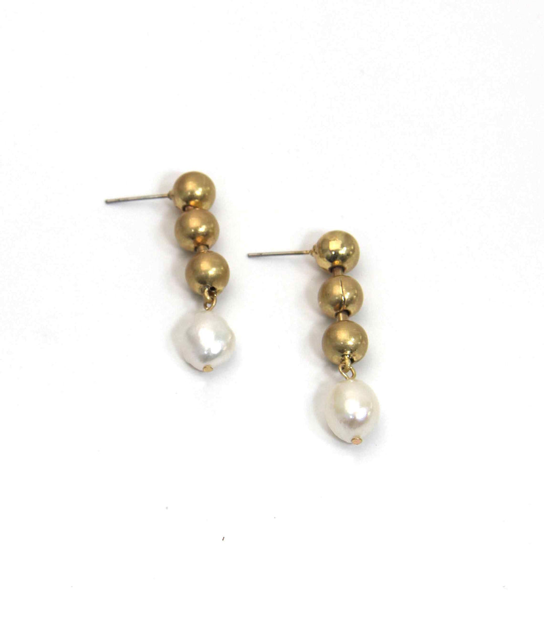 GOLD AND PEARL STONE DROP EARRINGS