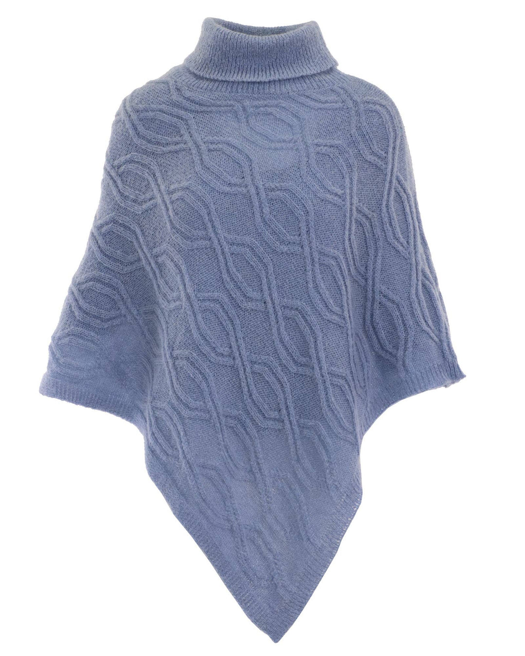 Mohair Blend  Sky Blue Roll Neck Poncho