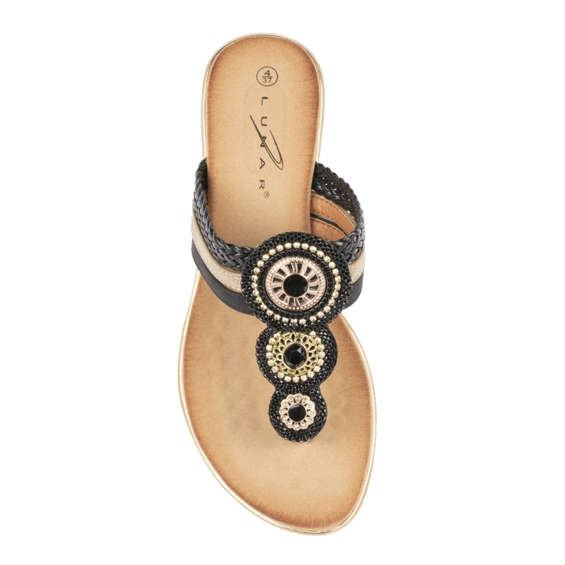 BLACK CARLOTTA TOE POST SANDALS