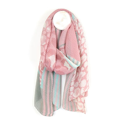 PINK & GREY CRINKLE SCARF
