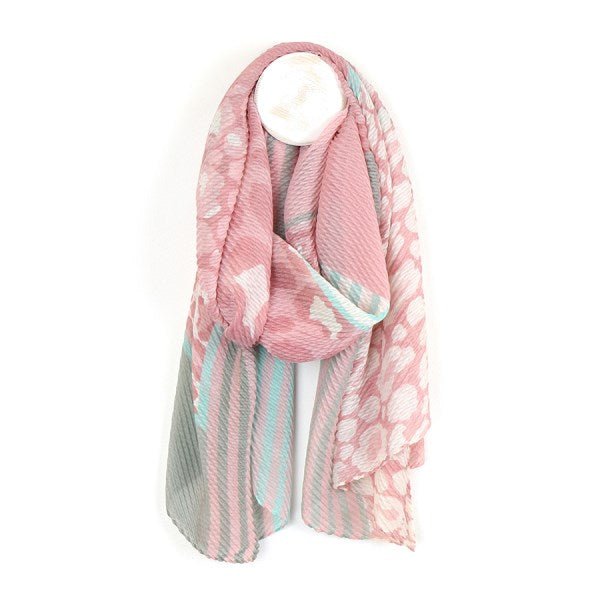 PINK & GREY CRINKLE SCARF