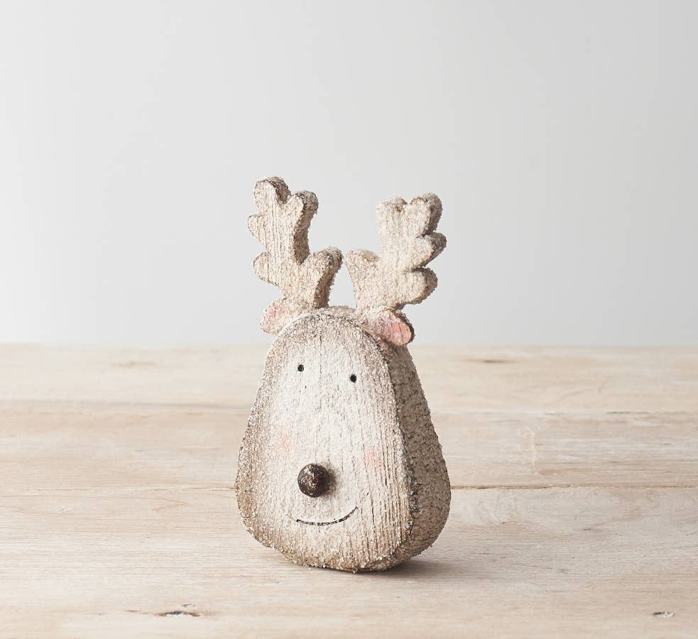 13.5cm Snow Glitter Reindeer Head