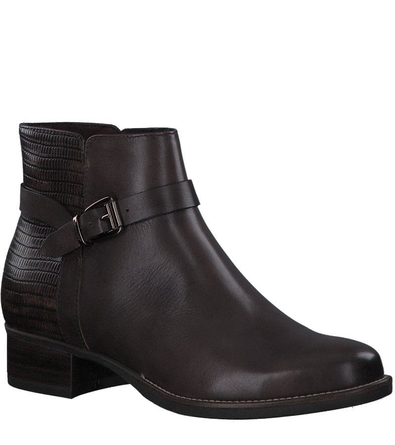 MAHOGANY BUCKLE ANKLE BOOT