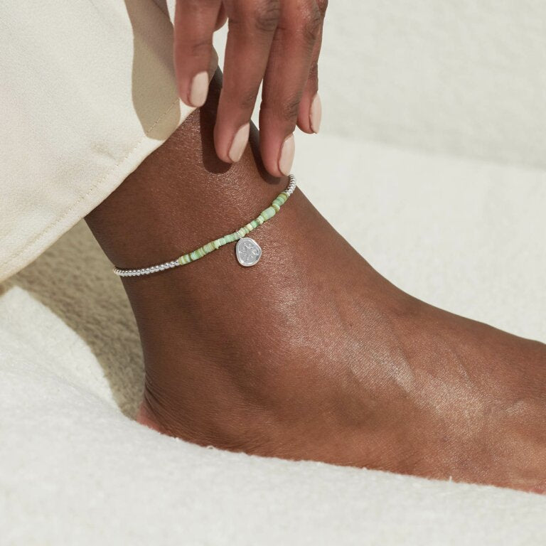 GREEN SHELL SILVER STAR ANKLET