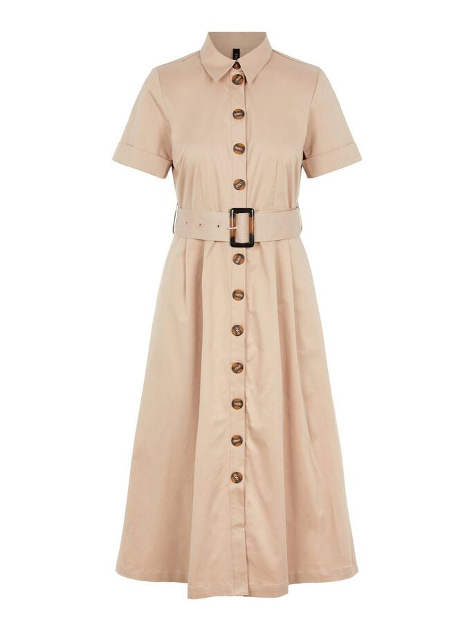 TAUPE UTILITY MIDI DRESS