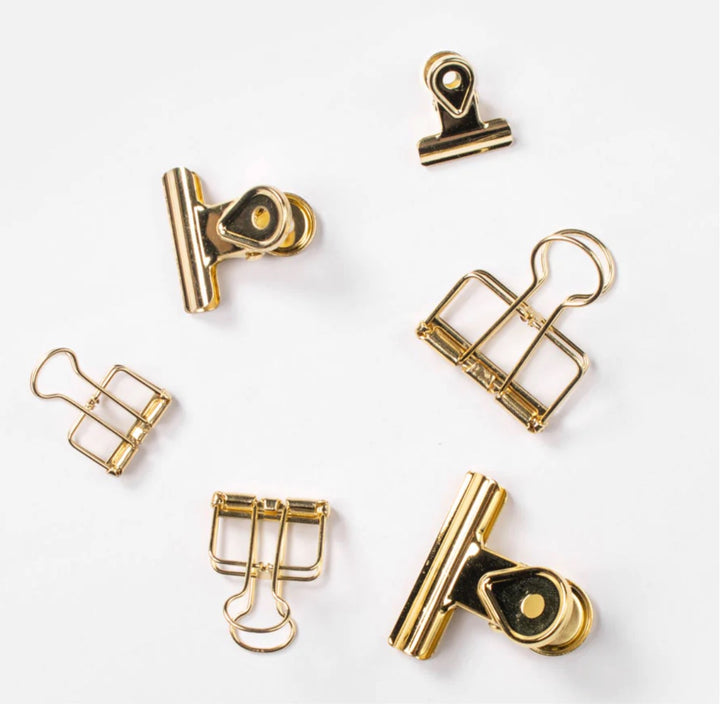 GOLD BULLDOG CLIPS SET OF SIX