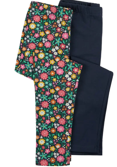 LIBBY INDIGO/FLORAL LEGGINGS TWO PACK