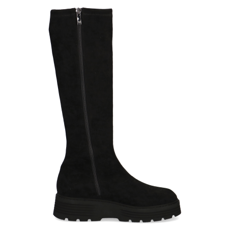BLACK STRETCH KNEE HIGH BOOTS