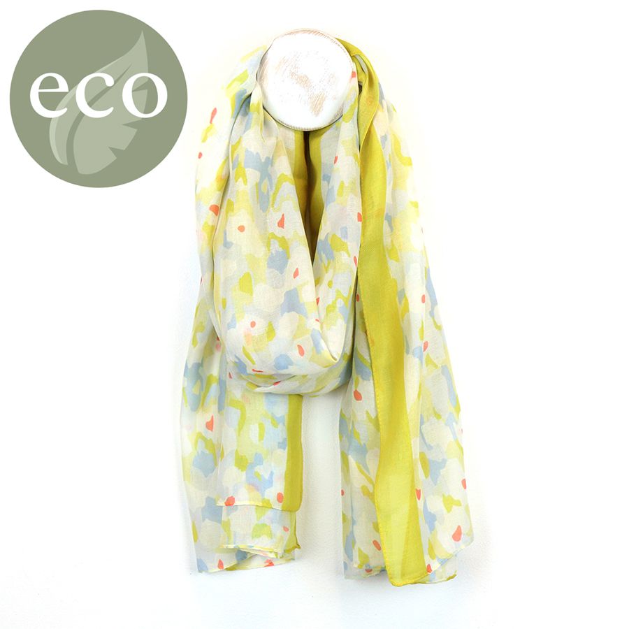 RECYCLED YELLOW ABSTRACT FLOWER SCARF