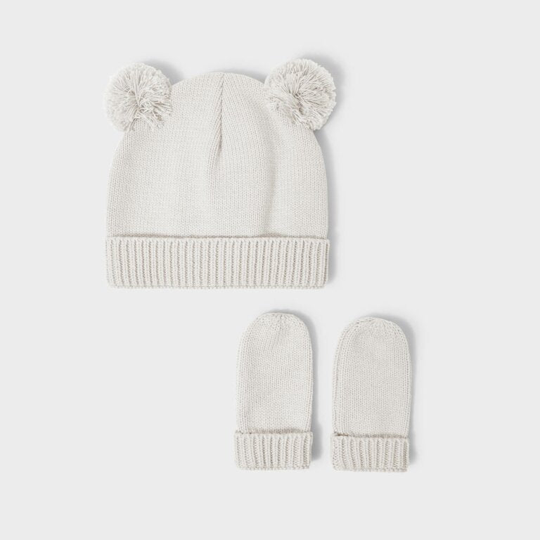 BABY HAT & MITTENS IN OFF WHITE