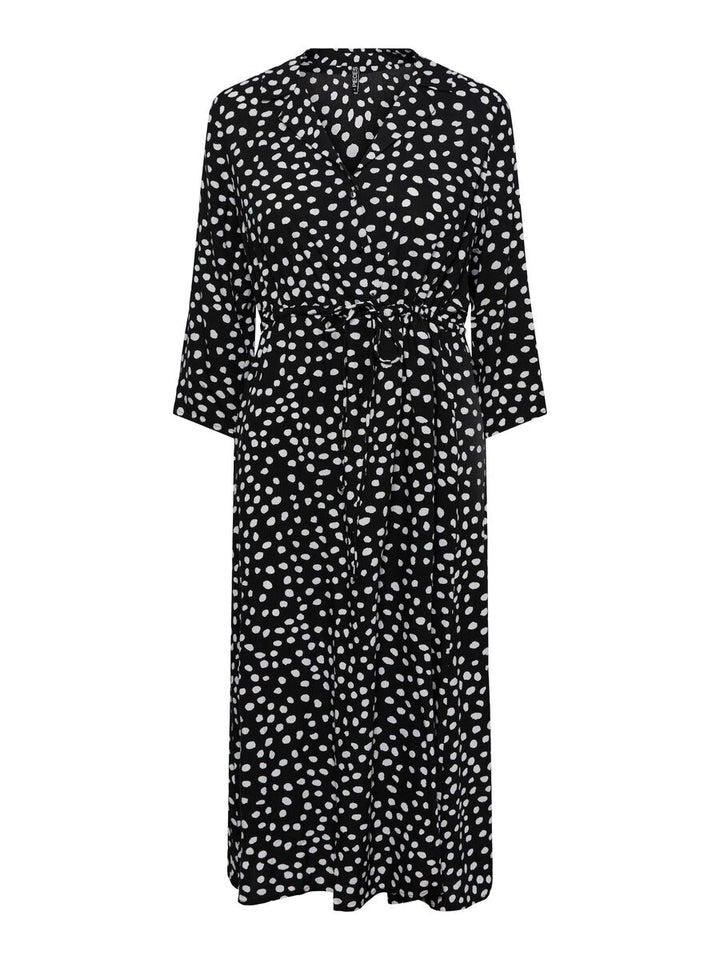 PCNYA BRIGHT WHITE/DOT 3/4 MIDI DRESS