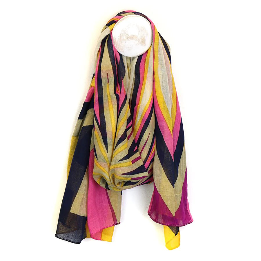 PINK & MUSTARD MIX OVERSIZED STARFLOWER PRINT SCARF