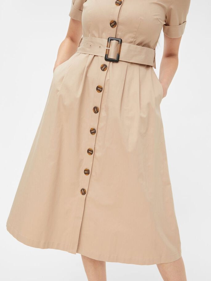 TAUPE UTILITY MIDI DRESS