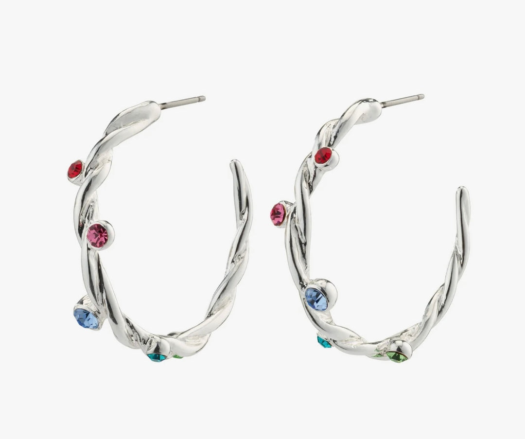 HARLEY TWIRL SILVER PLATED HOOP EARRINGS