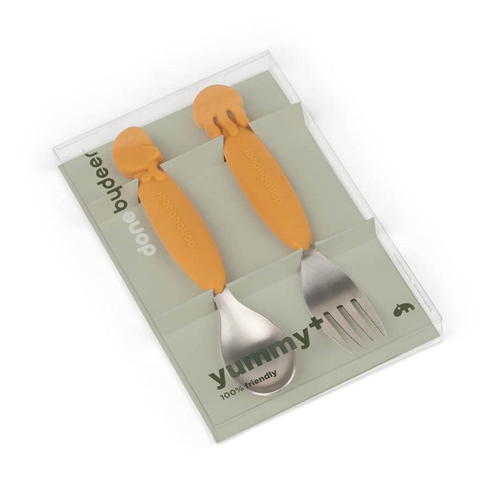 YUMMY PLUS MUSTARD SEA SPOON & FORK SET