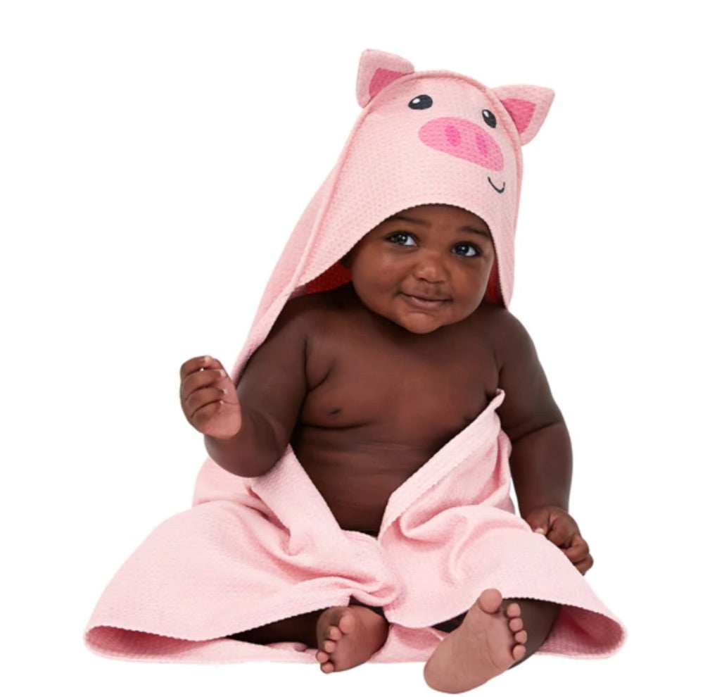 BABY PARKER PIG HOODED TOWEL