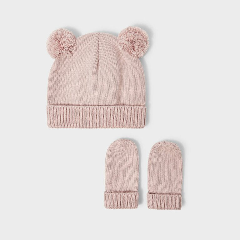 BABY HAT & MITTENS IN PINK