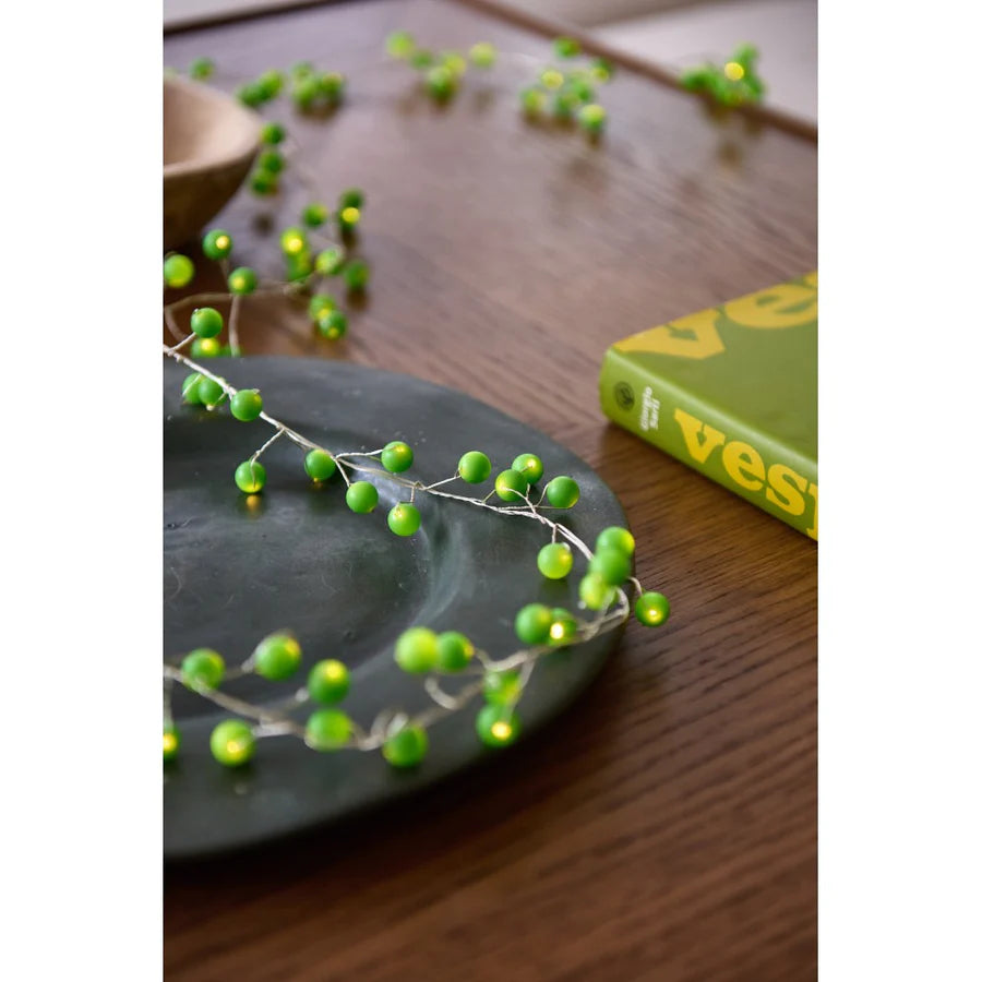 SNOWBERRY GREEN GARLAND LIGHTS