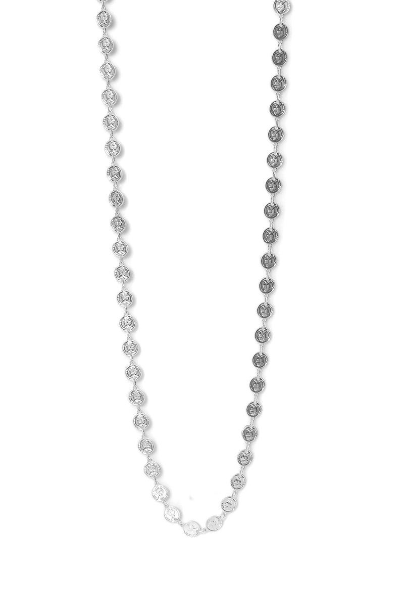 HAMMERED SILVER CIRCLE LONG NECKLACE