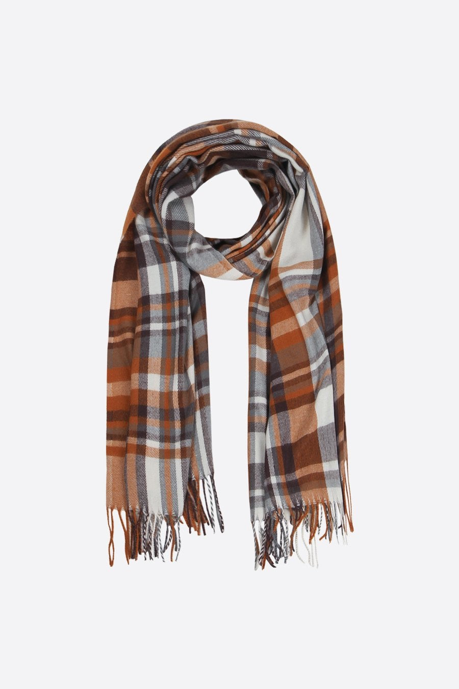 TAN CHECKED BLANKET SCARF