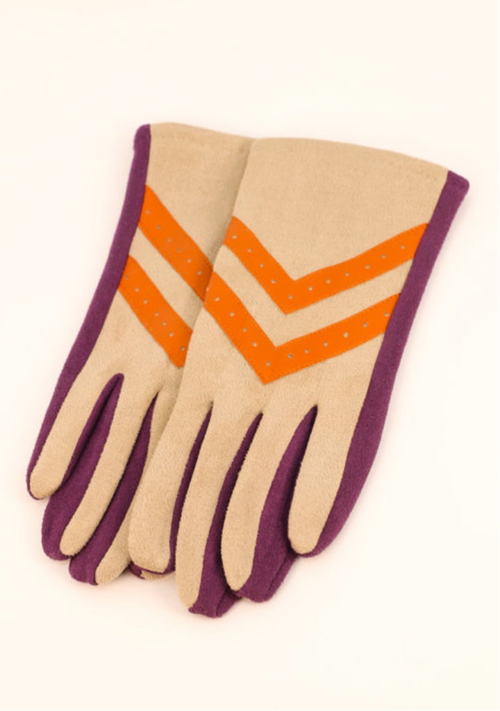 ASHLEY CHEVRON GRAPE & MIST GLOVES