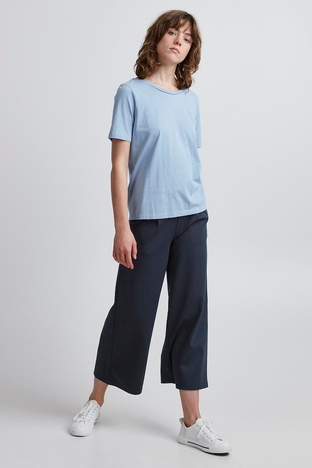 TOTAL ECLIPSE NAVY KATE CROPPED WIDE LEG TROUSERS
