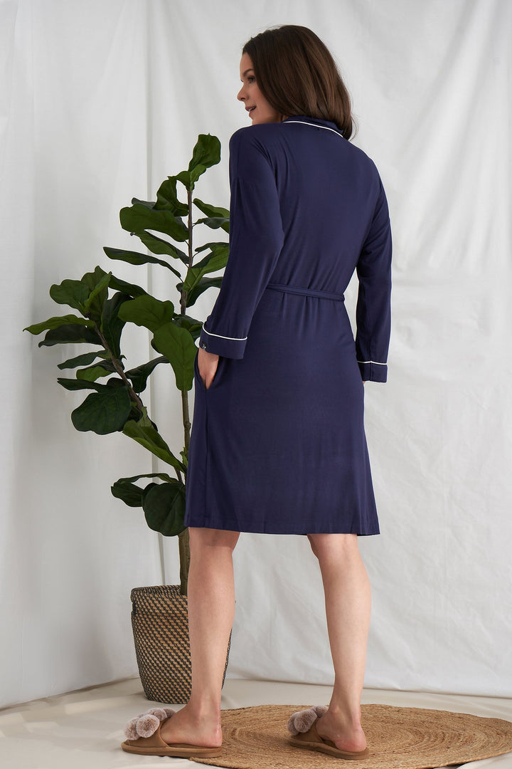 MIDNIGHT NAVY BAMBOO KIMONO
