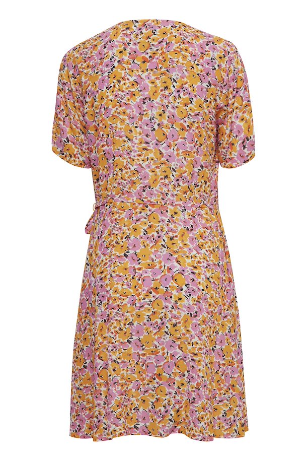 PEACH PURE MIX FLOURI WRAP DRESS